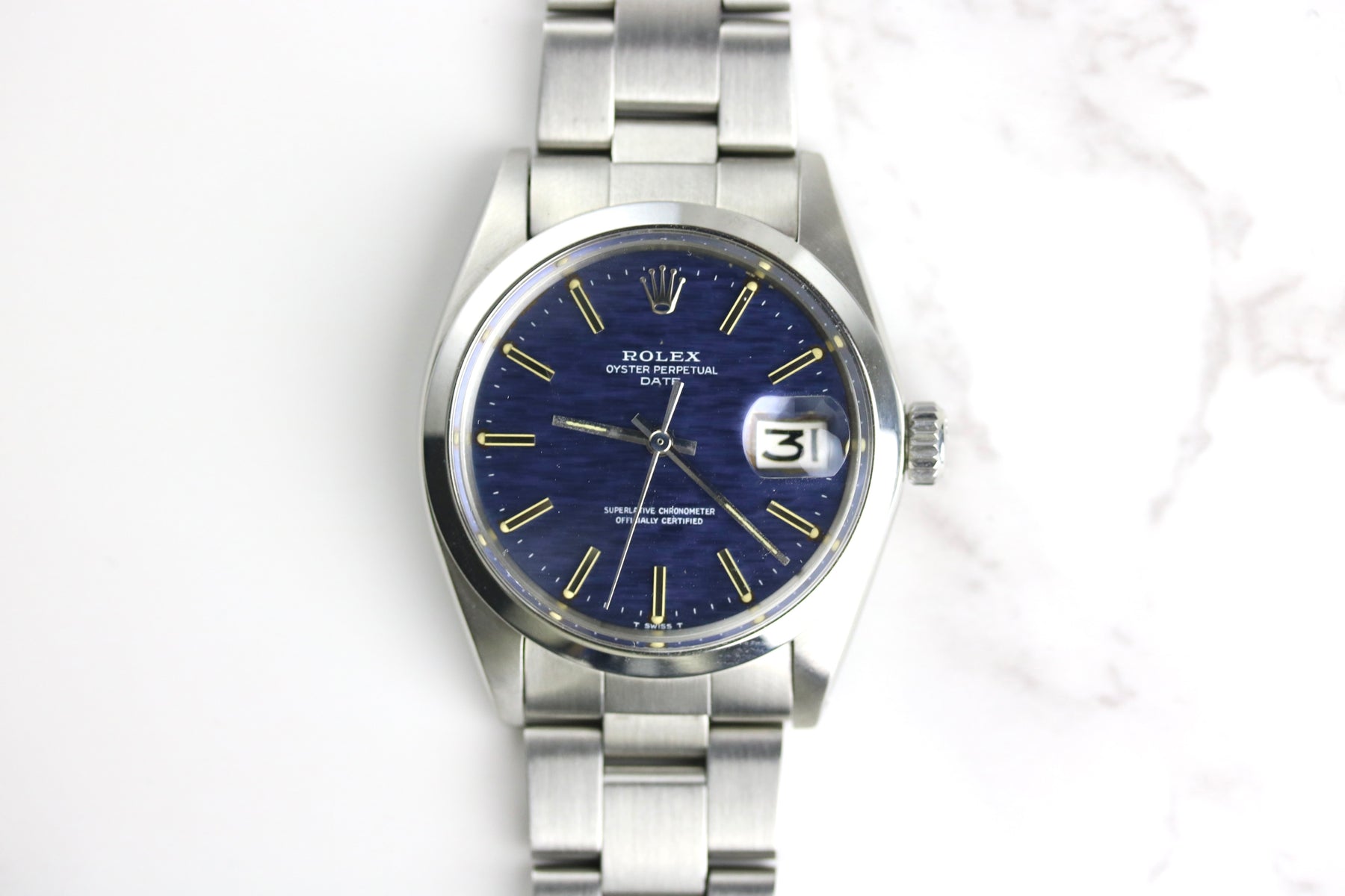 1968 Rolex 1500 Date Model 34mm Blue Mosaic Dial