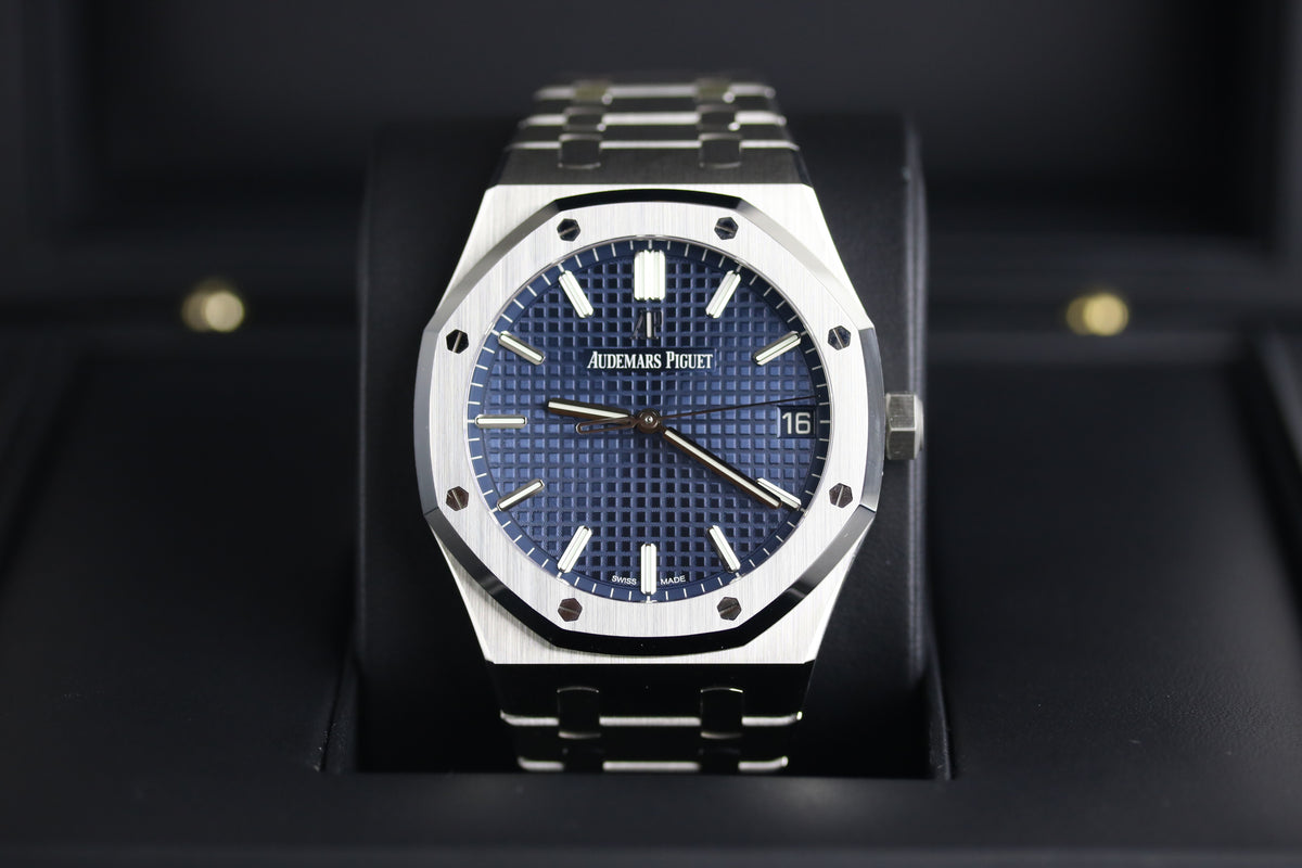 UNWORN 2021 Audemars Piguet 15500ST 41mm Royal Oak Blue Dial with Box & Papers