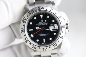 2004 ROLEX 16570 Explorer II Black Dial No Holes Case with Box & Papers