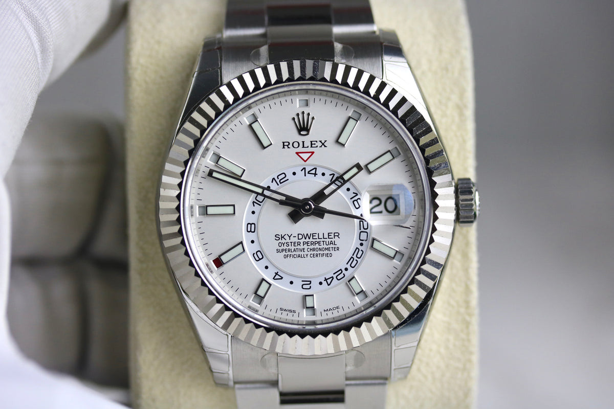 NOS 2018 Rolex 326934 Sky-Dweller White Dial with Box & Papers