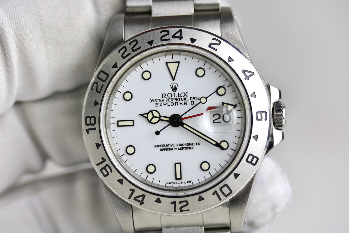 1993 Rolex 16570 Explorer II Polar Cream Patina with Papers