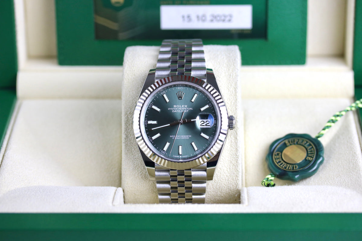 UNWORN 2022 ROLEX 126334 DATEJUST 41MM Mint Green Dial with Box & Papers