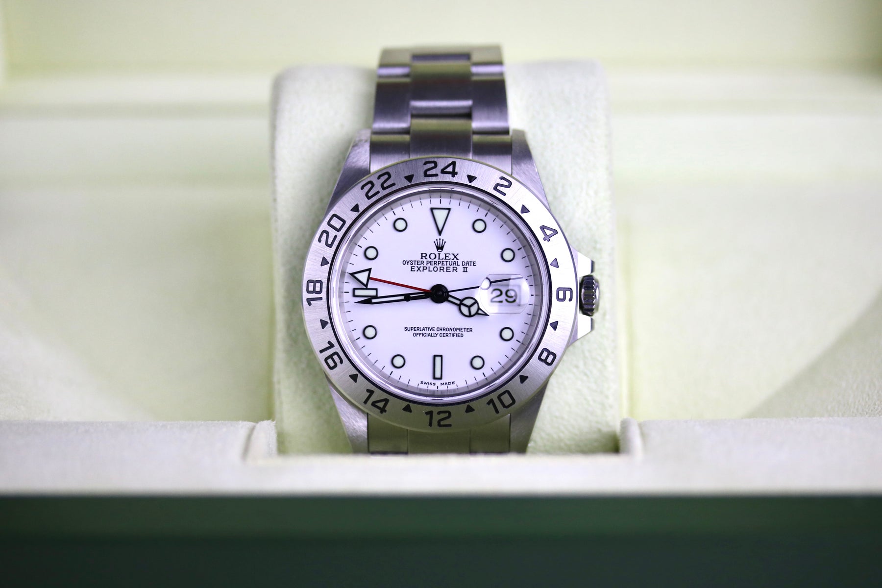 2000 ROLEX 16570 Explorer II Polar Holes Case SEL with Box