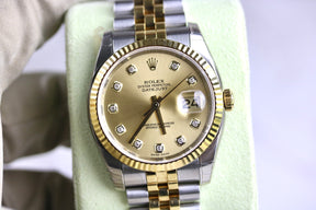 ROLEX 116233 Datejust 36mm Factory Diamond Dial Barcode Sticker with Box