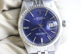 1971 ROLEX 1603 Datejust 36mm Blue Sigma Dial