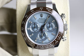 2021 ROLEX 116506 Daytona Ice Blue Baguette Diamond Dial with Box & Papers