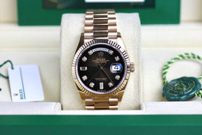 2021 ROLEX 128235 Daydate 36mm Brown Ombre Diamond Dial with Box & Papers