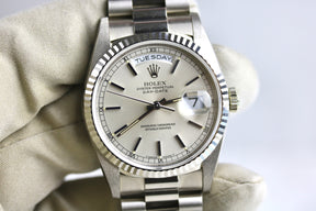 NOS 1991 ROLEX 18239 Daydate 36mm 18K White Gold with Papers