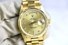 MINT 1990 ROLEX 18238 Daydate 36mm Factory Diamond Dial with Papers