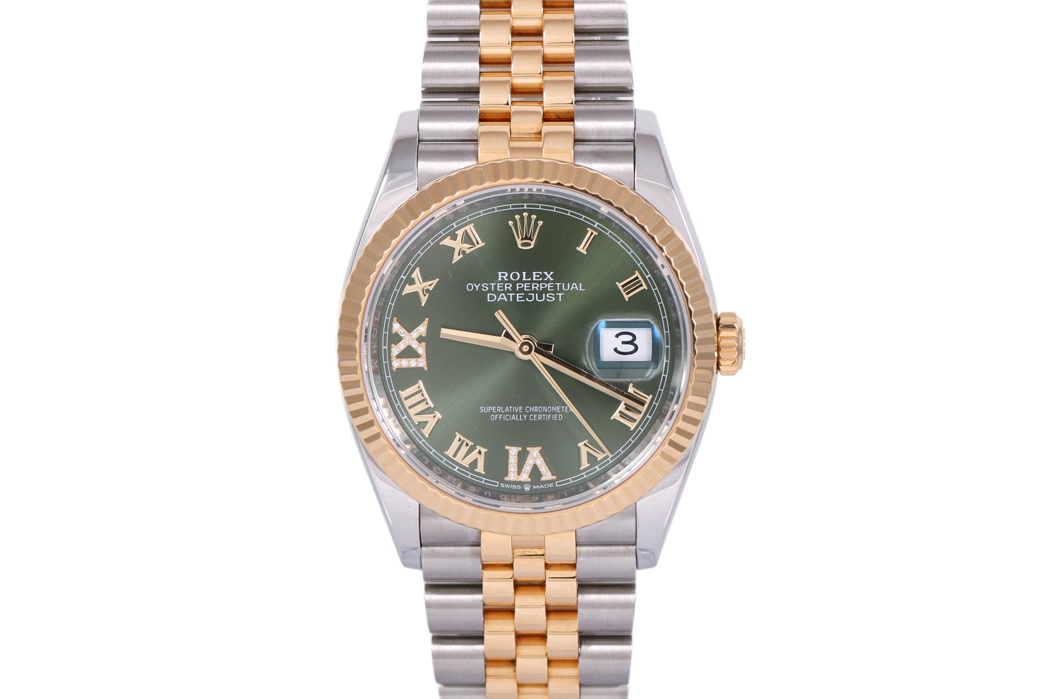 2022 Rolex Datejust 36mm - 126233 (Factory Olive Diamond Dial)