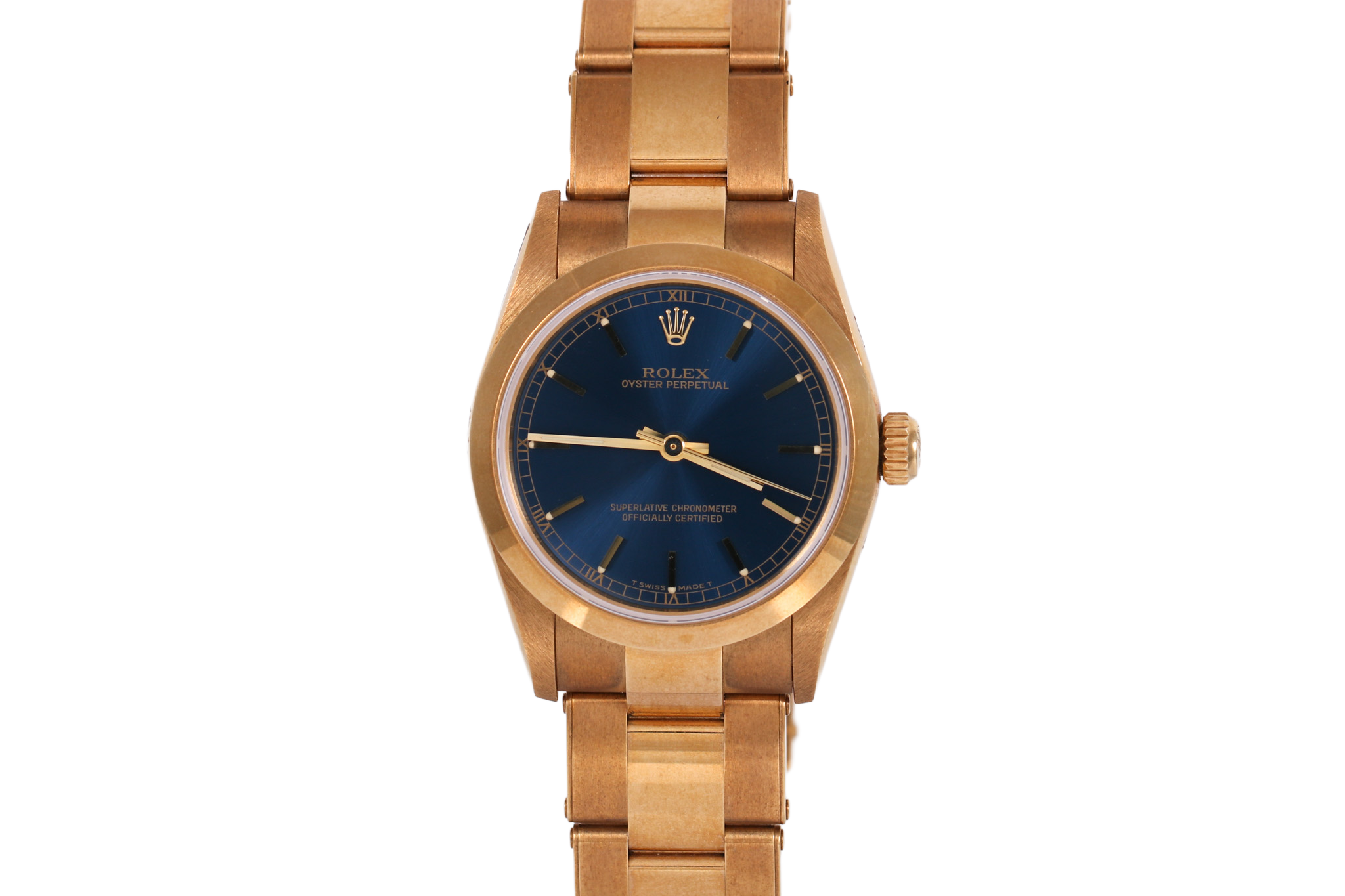 UNPOLISHED 1994 Rolex Oyster Perpetual 31mm 18K Yellow Gold - 67488 (Blue)