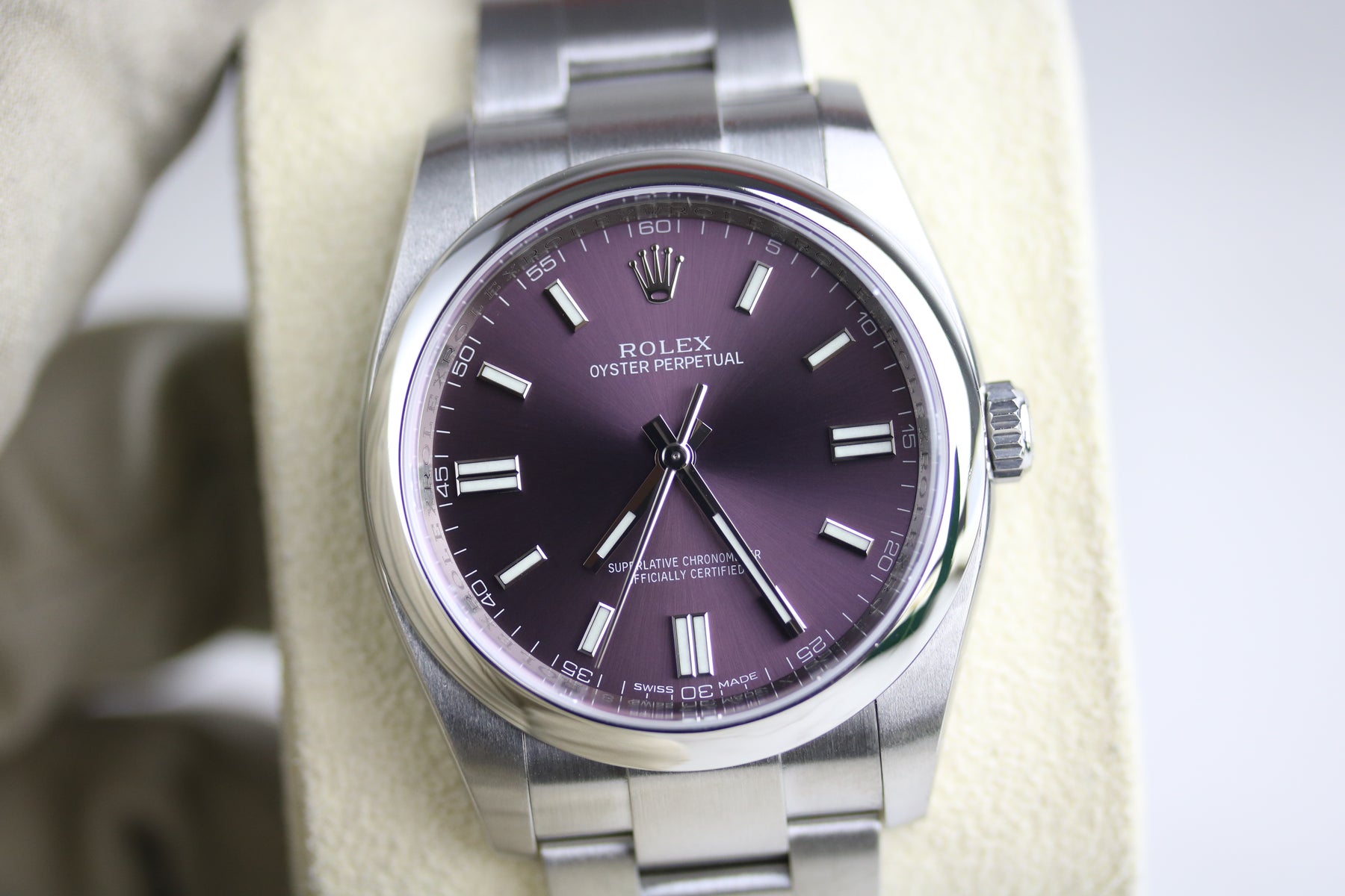 2014 ROLEX 116000 Oyster Perpetual 36mm Grape Dial with Box & Papers