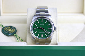 2024 ROLEX 124300 Oyster Perpetual 41mm Green Dial with Box & Papers