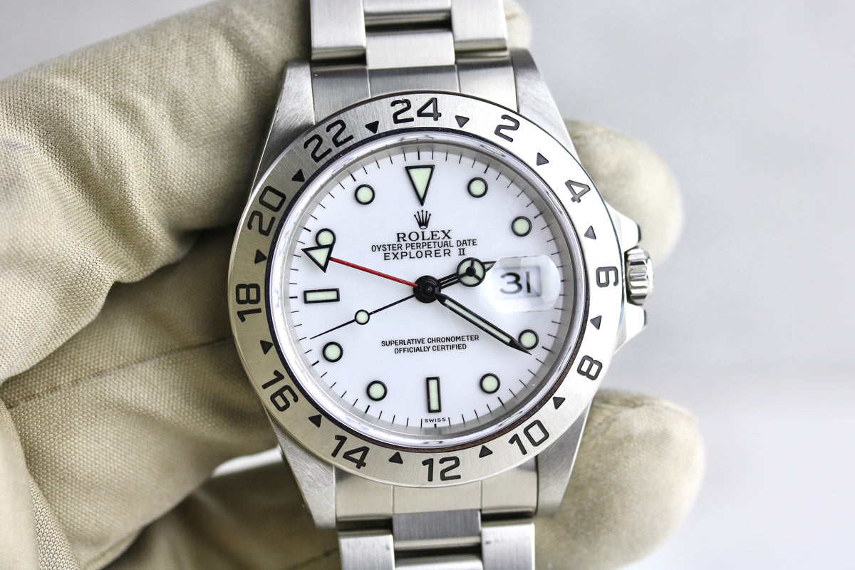 1997 ROLEX 16570 Explorer II Polar Holes Case with Papers