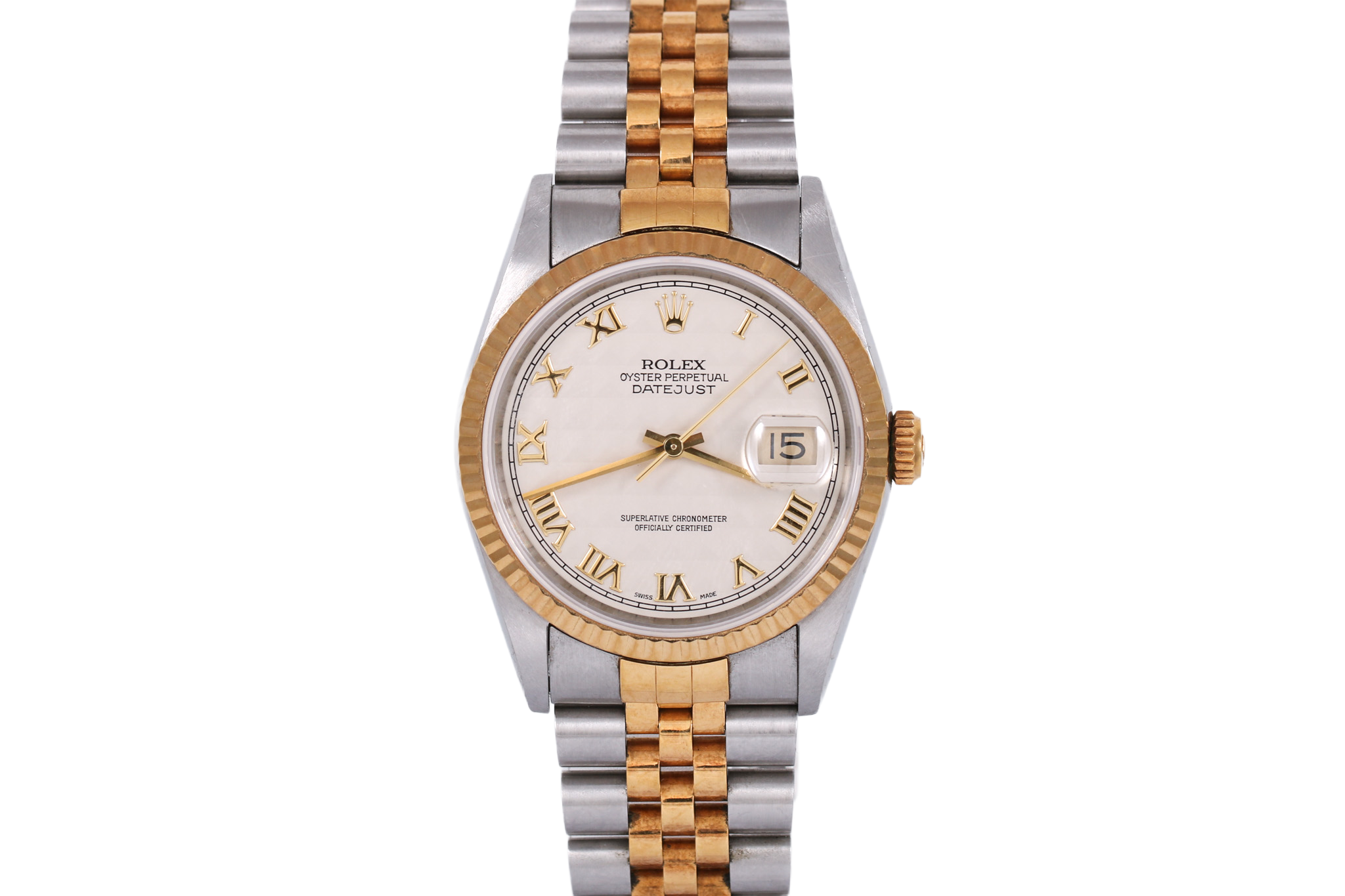 1993 Rolex Datejust 36mm No Holes Case - 16233 (Ivory Pyramid Dial)