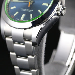 2022 Rolex 116400GV MILGAUSS GREEN SAPPHIRE BLUE DIAL with Box & Papers