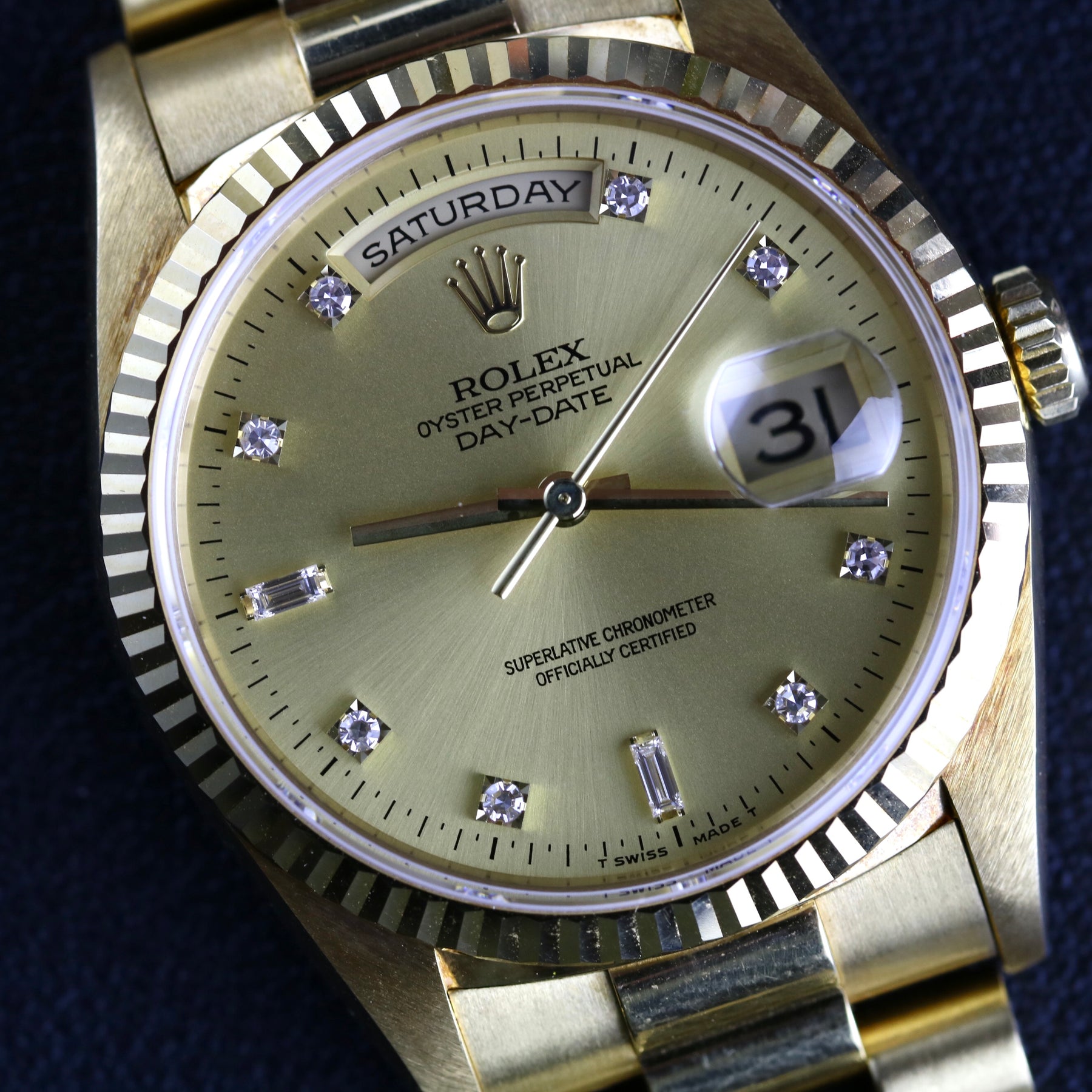 1994 Rolex 18238 36mm Yellow Gold Daydate Diamond Dial