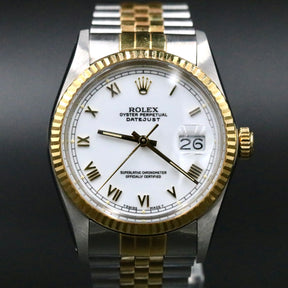 1986 Rolex 16013 Datejust 36mm White Roman Dial with Papers