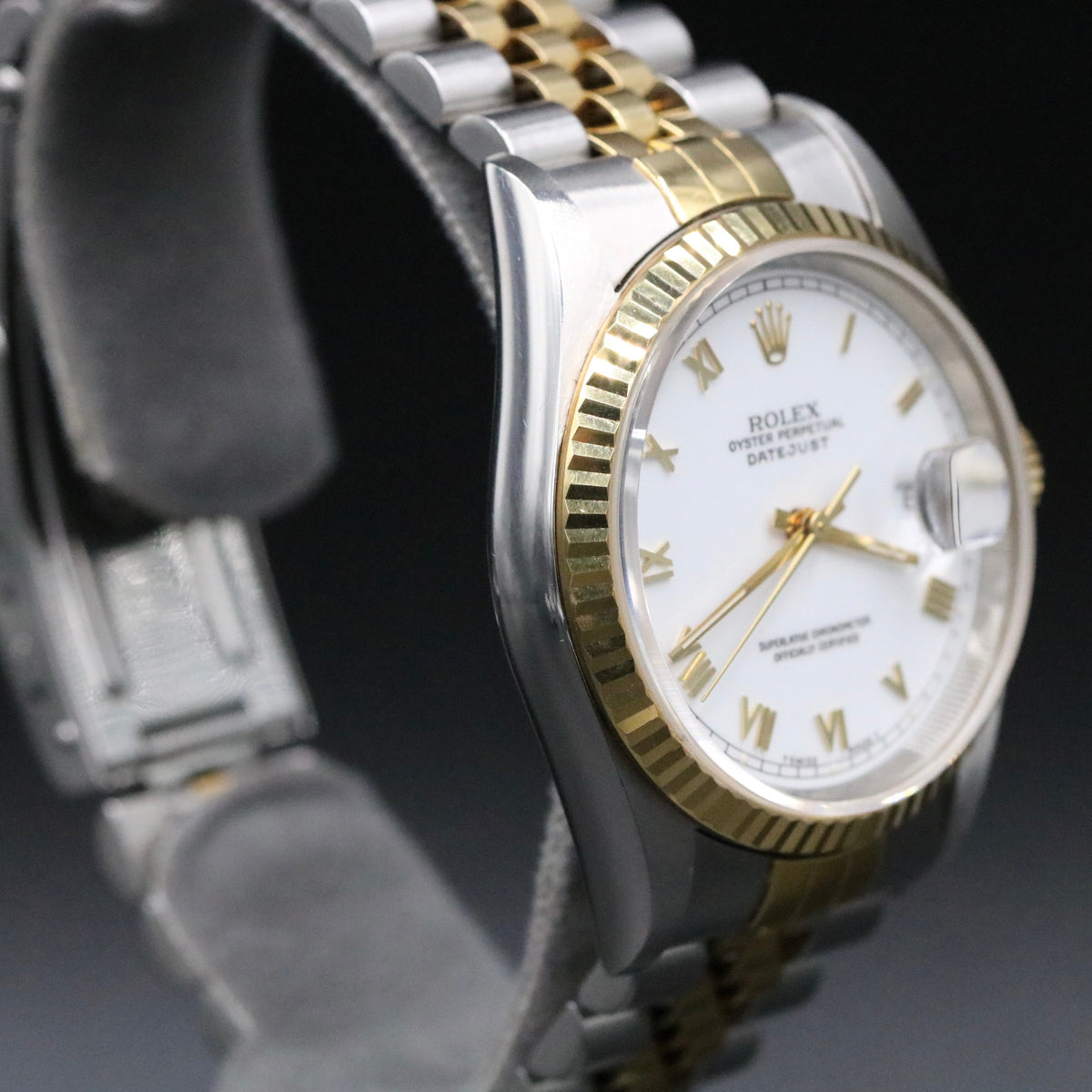 1994 Rolex 16233 Datejust 36mm White Roman Dial No Holes with Papers