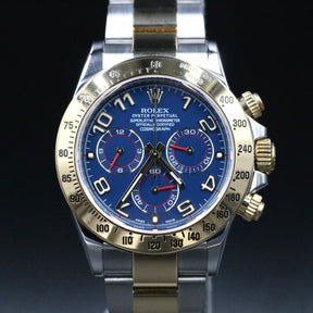 2017 Rolex 116523 SS/YG Daytona with Blue Racing Dial with Box & Papers