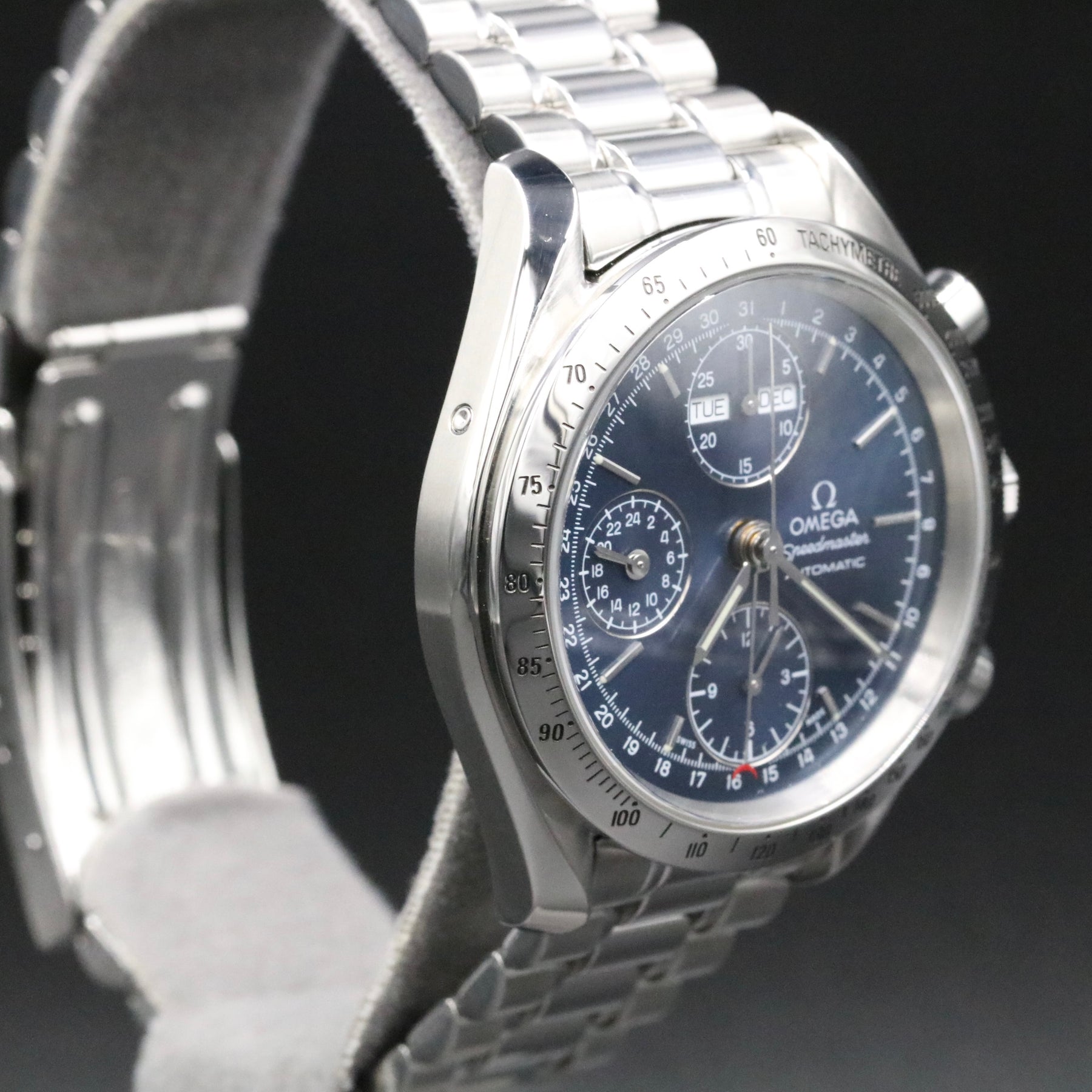 1990s Omega 3521.80 Speedmaster Daydate 39mm Blue Dial