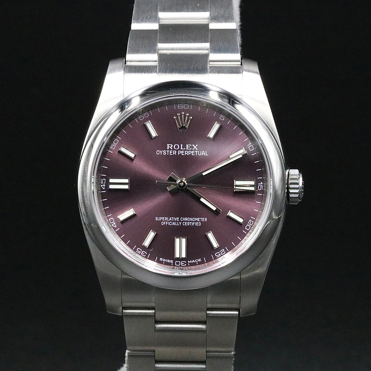 2016 Rolex 116000 Oyster Perpetual 36mm Grape Dial with Box & Papers