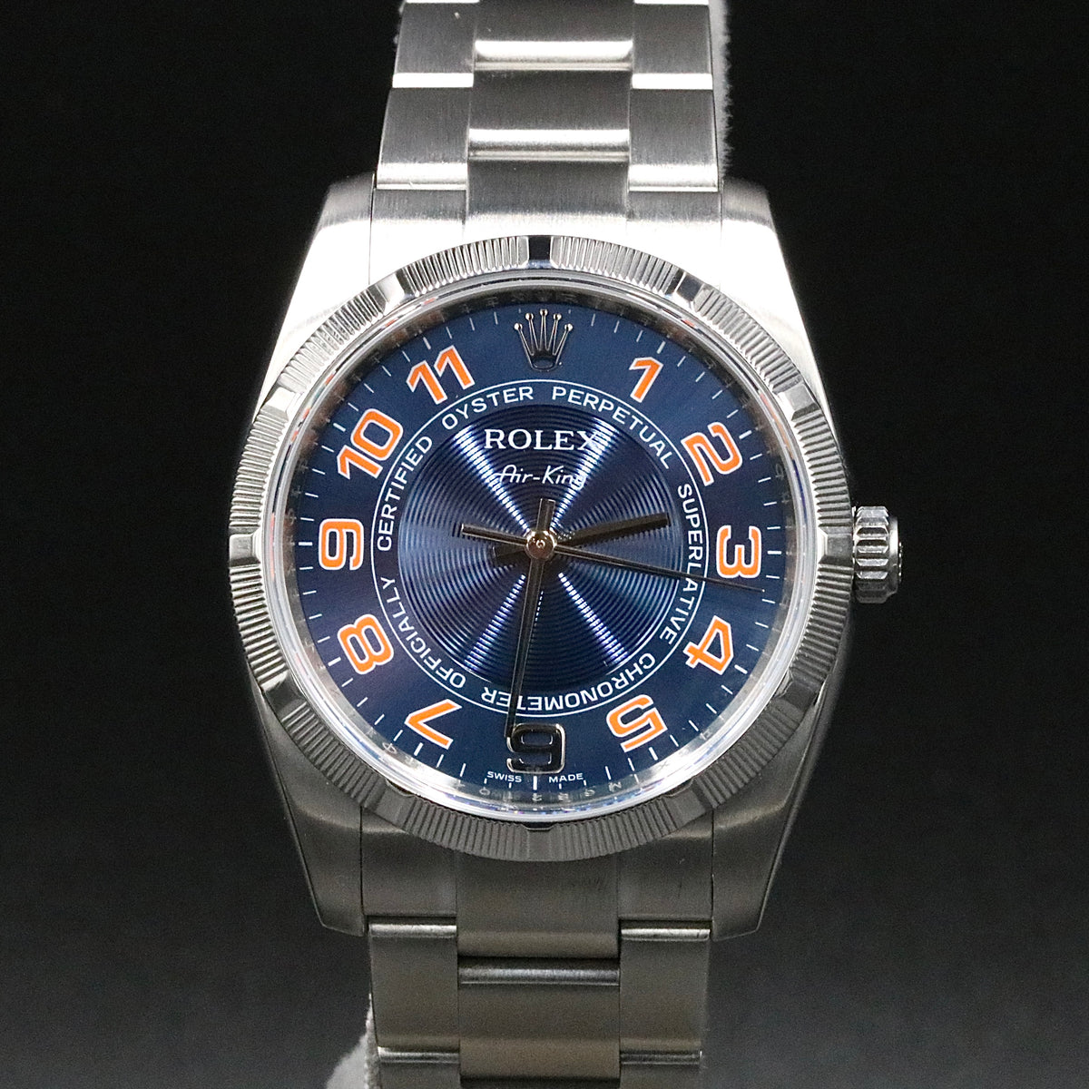 2007 Rolex 114210 Air-King 34mm Blue Concentric Dial with Box & Papers