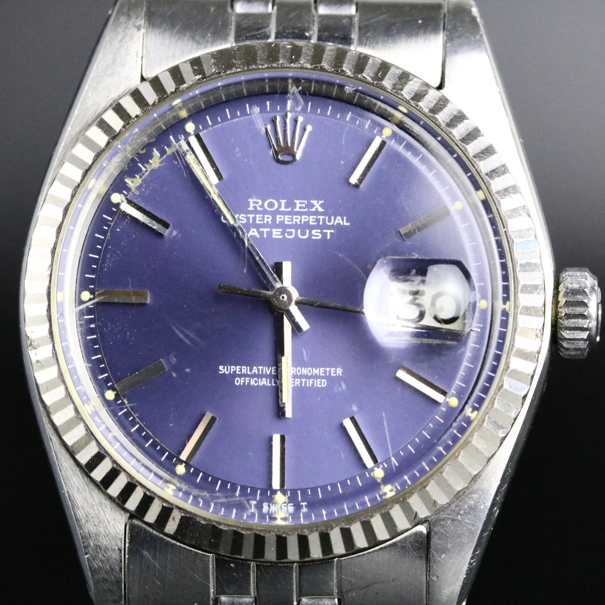 1971 Rolex 1601 Vintage Datejust 36mm Non-Quick Blue Dial