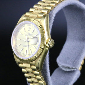 1987 Rolex 69278 Datejust 26mm 18K Yellow Gold Bark Finish with Paper