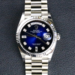 2020 Rolex 128239 36mm White Gold Daydate Blue Ombre Dial