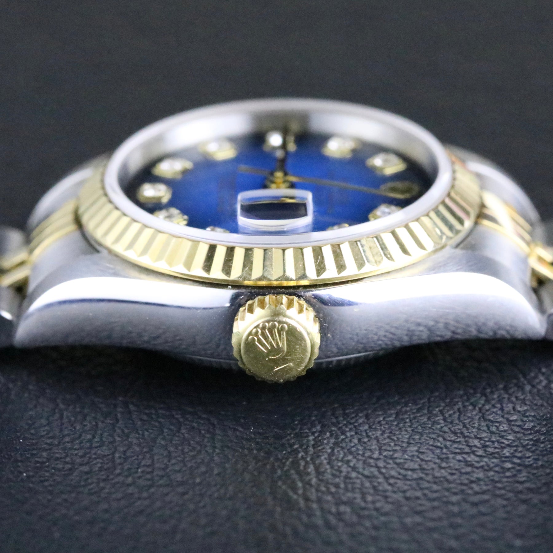 1996 Rolex 69173 Datejust 26mm Blue Vignette Diamond Dial No Holes Case