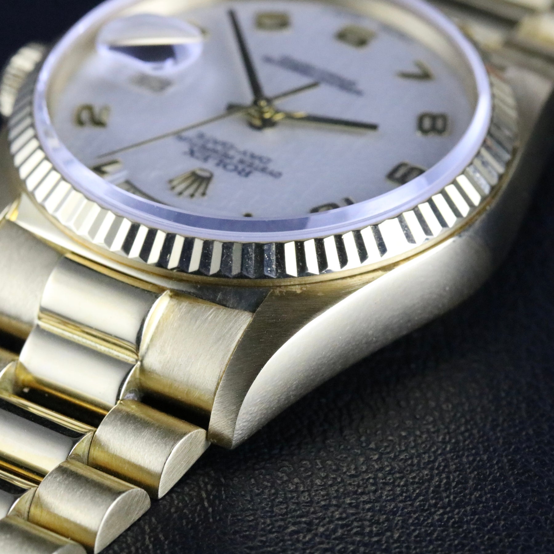 1986 Rolex 18038 36mm Yellow Gold Daydate White Computer Dial